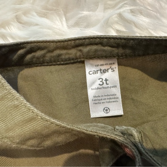 Carter's Toddler Girl Olive Green Button Down Peplum Top Size 3T - Picture 3 of 5